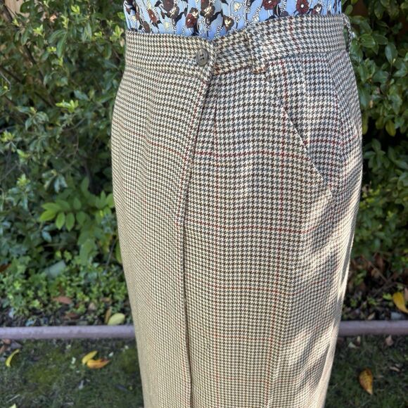 Ralph Lauren 100% Wool Houndstooth Plaid Pencil Skirt Size 6 Made in USA Vintage - Picture 3 of 14